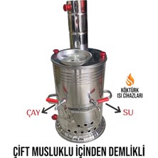 Kuzinecim Çift Musluklu Semaver Içinden Demlikli 3,5 Litre Kaynaksız Borulu Kaliteli