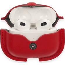 Bezos Airpods 3 (3.nesil) Çanta Deri Kılıf - Kırmızı