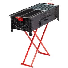 Cemre Mangal C85 Çift Izgaralı (Telızgara-Yağdanlıklı ) Portatif Ayaklı 33*80 Mangal