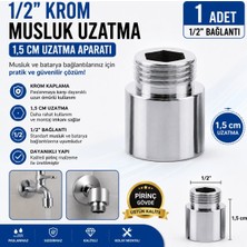 Freed Tools 1/2" Krom Musluk Uzatma 1.5 cm – Pirinç Krom Kaplama Musluk Bağlantı Uzatma Aparatı (1 Adet)