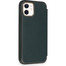 Bezos iPhone 12 Kılıf Dolpin Kapaklı - Koyu Yeşil