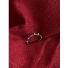 Triya Wear STUDIO-316L Çelik Kadın Sıralı Yuvarlak Zirkon Taşlı Yüzük- Gold & Gümüş Renk Seçeneği Ayarlanabilir Çelik