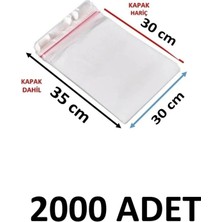 MTKardeşler 2000 Adet 30 x 30+5 cm Yapışkanlı Şeffaf Opp Poşet
