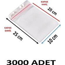 MTKardeşler 3000 Adet 10X20+5 cm Şeffaf Yapışkanlı Jelatin Poşet