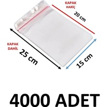 MTKardeşler 4000 Adet 15X20+5 cm Şeffaf Yapışkanlı Jelatin Poşet