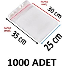 MTKardeşler 1000 Adet 25X30+5 cm Şeffaf Yapışkanlı Jelatin Poşet