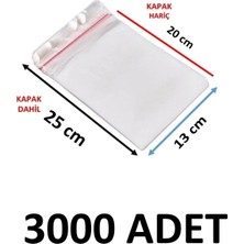 MTKardeşler 3000 Adet 13X20+5 cm Şeffaf Yapışkanlı Jelatin Poşet
