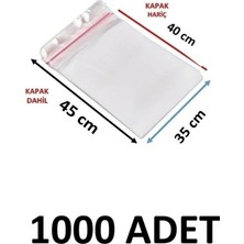 MTKardeşler 1000 Adet 35 x 40+5 cm Yapışkanlı Şeffaf Opp Poşet