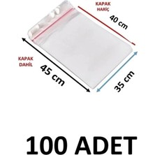 MTKardeşler 100 Adet 35 x 40+5 cm Yapışkanlı Şeffaf Opp Poşet