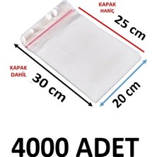 MTKardeşler 4000 Adet 20X25+5 cm Şeffaf Yapışkanlı Jelatin Poşet