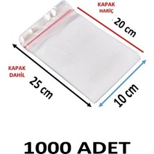 MTKardeşler 1000 Adet 10X20+5 cm Şeffaf Yapışkanlı Jelatin Poşet