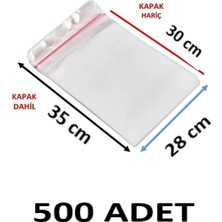MTKardeşler 500 Adet 28X30+5 cm Yapışkanlı Şeffaf Opp Poşet