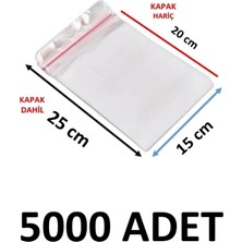 MTKardeşler 5000 Adet 15X20+5 cm Şeffaf Yapışkanlı Jelatin Poşet
