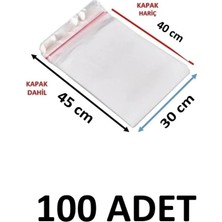 MTKardeşler 100 Adet 30 x 40+5 cm Yapışkanlı Şeffaf Opp Poşet