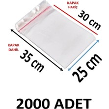 MTKardeşler 2000 Adet 25X30+5 cm Şeffaf Yapışkanlı Jelatin Poşet