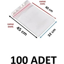 MTKardeşler 100 Adet 32 x 40+5 cm Yapışkanlı Şeffaf Opp Poşet