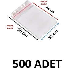 MTKardeşler 500 Adet 35 x 45+5 cm Yapışkanlı Şeffaf Opp Poşet