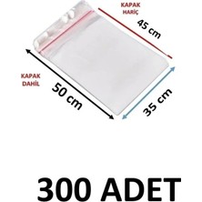 MTKardeşler 300 Adet 35 x 45+5 cm Yapışkanlı Şeffaf Opp Poşet