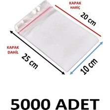 MTKardeşler 5000 Adet 10X20+5 cm Şeffaf Yapışkanlı Jelatin Poşet