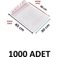 MTKardeşler 1000 Adet 30 x 40+5 cm Yapışkanlı Şeffaf Opp Poşet