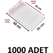 MTKardeşler 1000 Adet 35 x 45+5 cm Yapışkanlı Şeffaf Opp Poşet