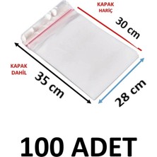 MTKardeşler 100 Adet 28X30+5 cm Yapışkanlı Şeffaf Opp Poşet