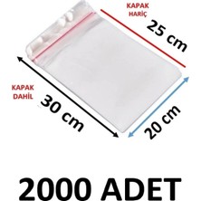 MTKardeşler 2000 Adet 20X25+5 cm Şeffaf Yapışkanlı Jelatin Poşet