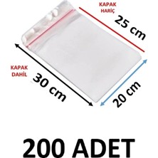 MTKardeşler 200 Adet 20X25+5 cm Şeffaf Yapışkanlı Jelatin Poşet