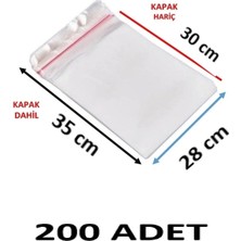 MTKardeşler 200 Adet 28X30+5 cm Yapışkanlı Şeffaf Opp Poşet