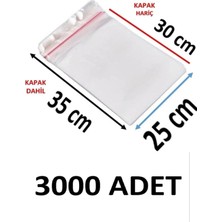 MTKardeşler 3000 Adet 25X30+5 cm Şeffaf Yapışkanlı Jelatin Poşet
