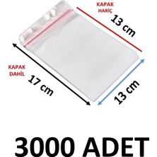 MTKardeşler 3000 Adet 13X17 cm Şeffaf Yapışkanlı Jelatin Poşet