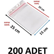 MTKardeşler 200 Adet 15X20+5 cm Şeffaf Yapışkanlı Jelatin Poşet