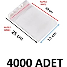 MTKardeşler 4000 Adet 13X20+5 cm Şeffaf Yapışkanlı Jelatin Poşet