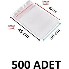 MTKardeşler 500 Adet 30 x 40+5 cm Yapışkanlı Şeffaf Opp Poşet