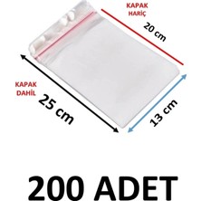 MTKardeşler 200 Adet 13X20+5 cm Şeffaf Yapışkanlı Jelatin Poşet