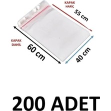 MTKardeşler 200 Adet 40 x 55+5 cm Yapışkanlı Şeffaf Opp Poşet 40X60 Opp Poşet