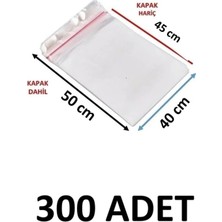MTKardeşler 300 Adet 40 x 45 + 5 cm Yapışkanlı Şeffaf Opp Poşet 40X50 Opp Poşet