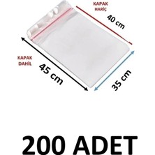 MTKardeşler 200 Adet 35 x 40+5 cm Yapışkanlı Şeffaf Opp Poşet