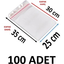 MTKardeşler 100 Adet 25X30+5 cm Şeffaf Yapışkanlı Jelatin Poşet
