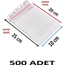 MTKardeşler 500 Adet 10X20+5 cm Şeffaf Yapışkanlı Jelatin Poşet