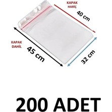 MTKardeşler 200 Adet 32 x 40+5 cm Yapışkanlı Şeffaf Opp Poşet