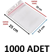 MTKardeşler 1000 Adet 13X20+5 cm Şeffaf Yapışkanlı Jiletin Poşet