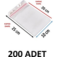 MTKardeşler 200 Adet 10X20+5 cm Şeffaf Yapışkanlı Jelatin Poşet