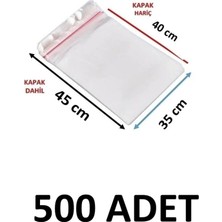 MTKardeşler 500 Adet 35 x 40+5 cm Yapışkanlı Şeffaf Opp Poşet