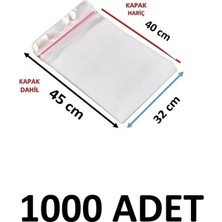 MTKardeşler 1000 Adet 32 x 40+5 cm Yapışkanlı Şeffaf Opp Poşet