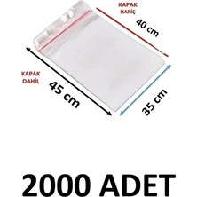 MTKardeşler 2000 Adet 35 x 40+5 cm Yapışkanlı Şeffaf Opp Poşet