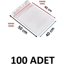 MTKardeşler 100 Adet 40 x 45+5 cm Yapışkanlı Şeffaf Opp Poşet 40X50 Opp Poşet