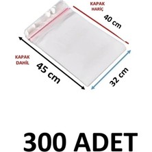 MTKardeşler 300 Adet 32 x 40+5 cm Yapışkanlı Şeffaf Opp Poşet