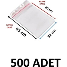 MTKardeşler 500 Adet 32 x 40+5 cm Yapışkanlı Şeffaf Opp Poşet