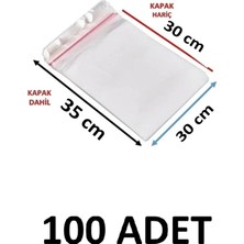MTKardeşler 100 Adet 30 x 30+5 cm Yapışkanlı Şeffaf Opp Poşet